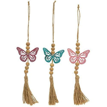 Beaded Metal Butterfly Ornament 3 Asstd - The Fox Decor